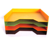 UpperDutch:,Set of 4 Stack-able Vinyl Record Holders for 12" records. Discofoon retro record storage. Vintage retro colored 1970s decor.