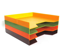 UpperDutch:,Set of 4 Stack-able Vinyl Record Holders for 12" records. Discofoon retro record storage. Vintage retro colored 1970s decor.