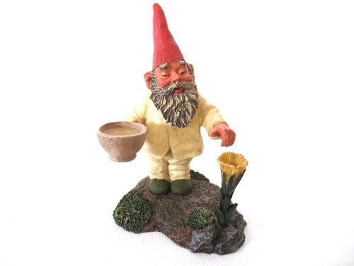 UpperDutch:Gnome,Classic Gnomes 'Michael' Gnome figurine after a design by Rien Poortvliet, Gnome with Flower.