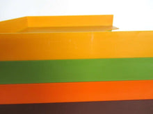 UpperDutch:,Set of 4 Stack-able Vinyl Record Holders for 12" records. Discofoon retro record storage. Vintage retro colored 1970s decor.