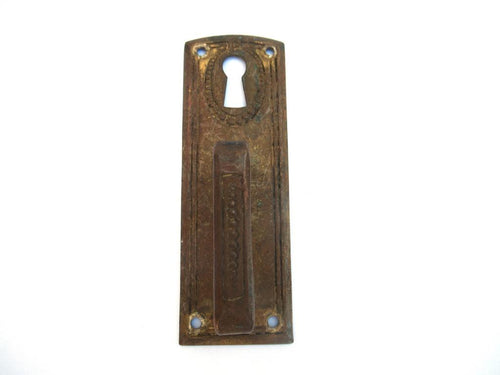 Brass Antique Drawer Pull, keyhole cover, Restoration hardware
