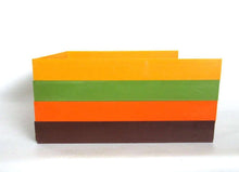 UpperDutch:,Set of 4 Stack-able Vinyl Record Holders for 12" records. Discofoon retro record storage. Vintage retro colored 1970s decor.