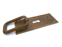 Brass Antique Drawer Handle with hanging pull, keyhole cover, Restoration hardware