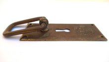Brass Antique Drawer Handle with hanging pull, keyhole cover, Restoration hardware