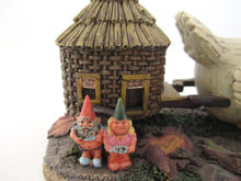 UpperDutch:Gnome,'The Sunshine Family' Gnome family with chicken camper figurine. Part of the 2000 Classic Gnomes Villages series designed by Rien Poortvliet
