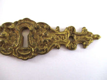 UpperDutch:,Keyhole Cover Escutcheon Ornate Antique brass keyhole frame Victorian style Cabinet hardware.