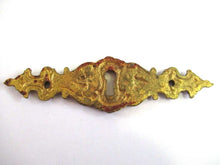 UpperDutch:,Keyhole Cover Escutcheon Ornate Antique brass keyhole frame Victorian style Cabinet hardware.