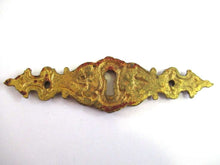 UpperDutch:,Keyhole Cover Escutcheon Ornate Antique brass keyhole frame Victorian style Cabinet hardware.