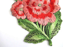 UpperDutch:,Red Pink Flower applique 1930s vintage embroidered applique. Vintage floral patch, sewing supply.