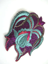 UpperDutch:,Flower applique 1930s Vintage floral patch, lotus flower with peacock, sewing supply.