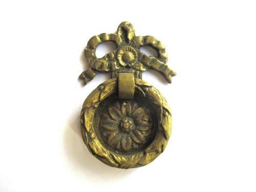Antique Brass drawer drop pull.