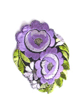 UpperDutch:,Silk Purple Flower applique, 1930s Vintage floral patch Sewing supply