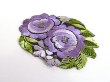 UpperDutch:,Silk Purple Flower applique, 1930s Vintage floral patch Sewing supply