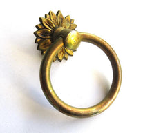 1 (ONE) Antique Solid Brass Ring Pull, Drop Ring Drawer pull.
