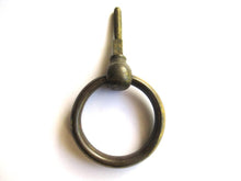 1 (ONE) Antique Solid Brass Hollow Ring Pull, Drop Ring Drawer pull.