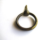 1 (ONE) Antique Solid Brass Hollow Ring Pull, Drop Ring Drawer pull.