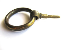 1 (ONE) Antique Solid Brass Hollow Ring Pull, Drop Ring Drawer pull.