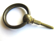 1 (ONE) Antique Solid Brass Hollow Ring Pull, Drop Ring Drawer pull.