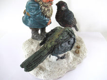 Gnome statue 'Thomas and Birds' Gnome after a design by Rien Poortvliet, Gnome feeding birds.