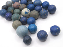 Antique Clay Marbles - Blue - set of 30.