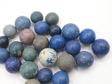Antique Clay Marbles - Blue - set of 30.