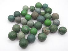 Antique Clay Marbles - green - set of 30.