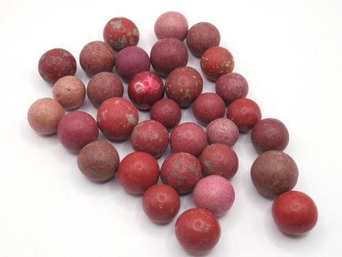 Antique Clay Marbles - Pink - Red - set of 30