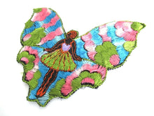 UpperDutch:,Fairy Butterfly Silk Applique 1930s Embroidery Vintage Patch Sewing supply.