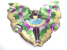 UpperDutch:,Fairy Butterfly Silk Applique 1930s Embroidery Vintage Patch Sewing supply.