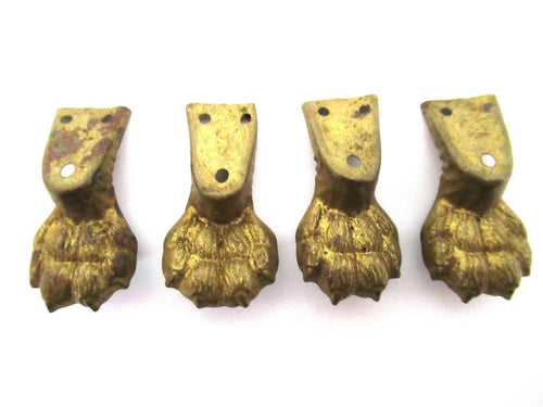 UpperDutch:Lion paw,Set of 4 small Thin Brass Lion Paws, Stamped Antique Claws, Feet, Cabinet Hardware, Foot.