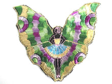 UpperDutch:,Fairy Butterfly Silk Applique 1930s Embroidery Vintage Patch Sewing supply.