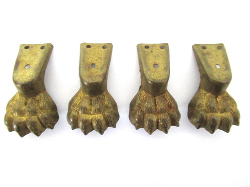 UpperDutch:Lion paw,Set of 4 small Thin Brass Lion Paws, Stamped Antique Claws, Feet, Cabinet Hardware, Foot.