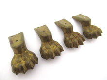 UpperDutch:Lion paw,Set of 4 small Thin Brass Lion Paws, Stamped Antique Claws, Feet, Cabinet Hardware, Foot.