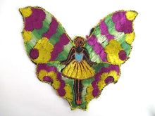 UpperDutch:,Silk Fairy Butterfly Applique 1930s Embroidery Vintage Patch Sewing supply
