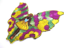 UpperDutch:,Silk Fairy Butterfly Applique 1930s Embroidery Vintage Patch Sewing supply