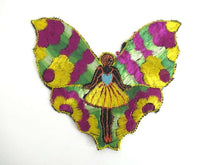 UpperDutch:,Silk Fairy Butterfly Applique 1930s Embroidery Vintage Patch Sewing supply
