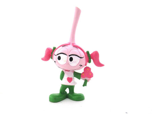 UpperDutch:Figurine,Snork Figurine Casey with flowers, Schleich West-Germany The Snorks, Pvc figurine 1980's.