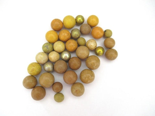Set of 30 yellow Antique Clay Marbles