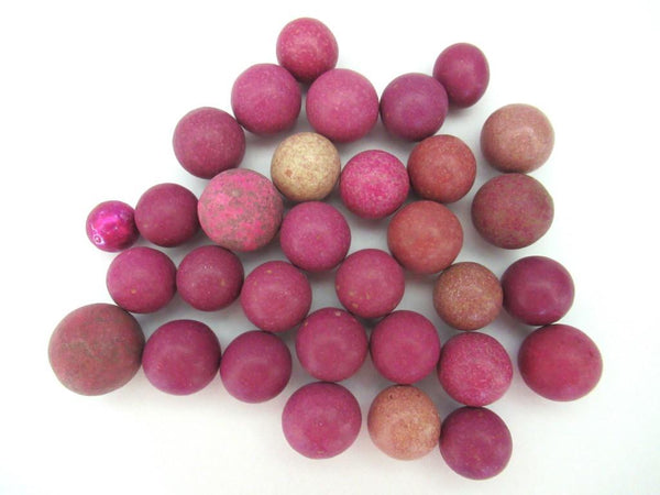 Set of 30 Pink Antique Clay Marbles
