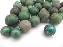 Antique Clay Marbles - green - set of 30