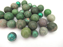 Antique Clay Marbles - green - set of 30