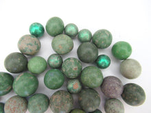 Antique Clay Marbles - green - set of 30