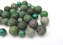Antique Clay Marbles - green - set of 30