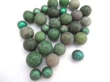 Antique Clay Marbles - green - set of 30