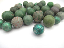 Antique Clay Marbles - green - set of 30