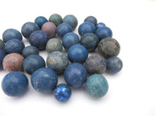 Set of 30 Blue Antique Clay Marbles - Blue