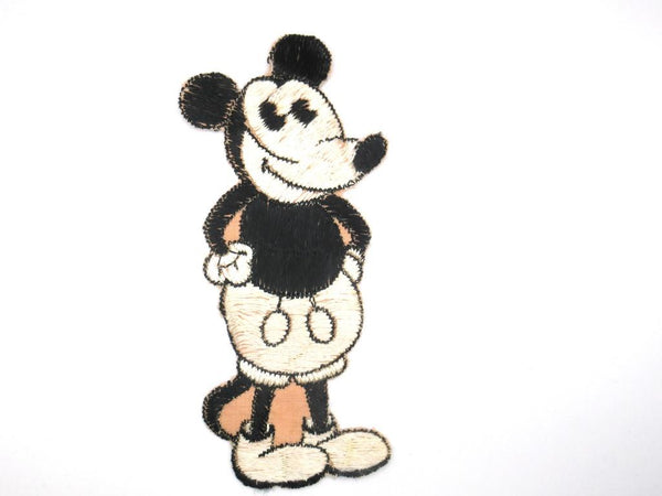 Antique Mickey Mouse Applique Silk on Cotton, Very rare Collectible 1930's Mickey Mouse Applique