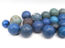 Set of 30 Blue Antique Clay Marbles