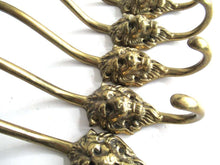 UpperDutch:,Set of 5 Lion hooks Solid Brass Lion Head Wall hook - Coat hooks. Decorative animal storage solution, coat hangers.