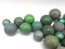 Antique Clay Marbles - green - set of 30.